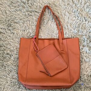 J. Crew Tan Tote Bag with Pouch
